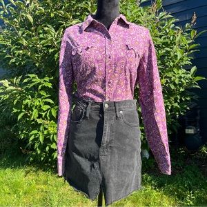 Shyanne pearl snap western shirt cordoroy with cowboy hats horseshoes size large